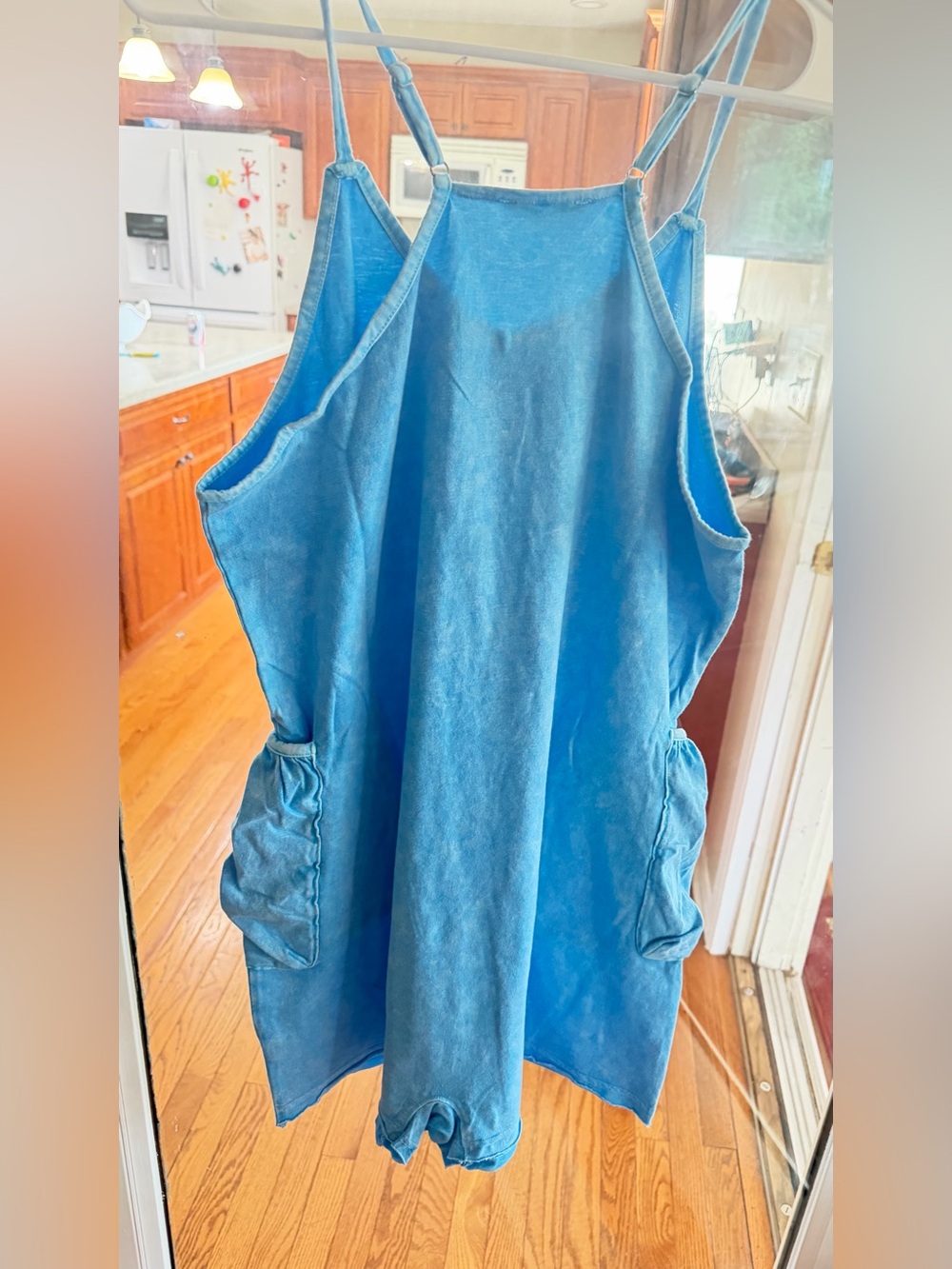 NWOT Zenana Acid Wash Slouchy Knit Romper with Oversized Pockets. Size Medium - Picture 2 of 11